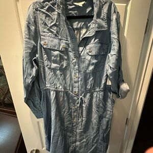 Time and Tru Blue Shirt Dress NWT Large